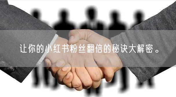 让你的小红书粉丝翻倍的秘诀大解密。