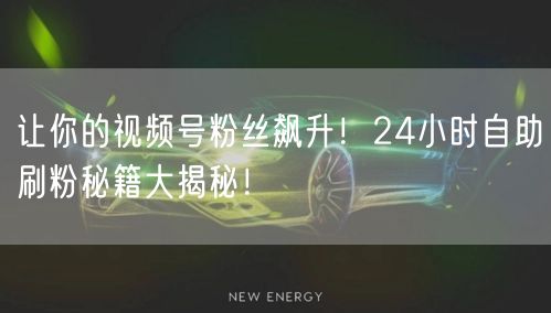 让你的视频号粉丝飙升！24小时自助刷粉秘籍大揭秘！