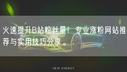 火速提升B站粉丝量！专业涨粉网站推荐与实用技巧分享。