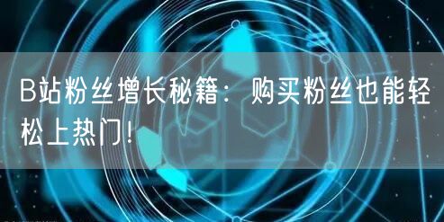 B站粉丝增长秘籍：购买粉丝也能轻松上热门！