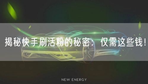 揭秘快手刷活粉的秘密：仅需这些钱！