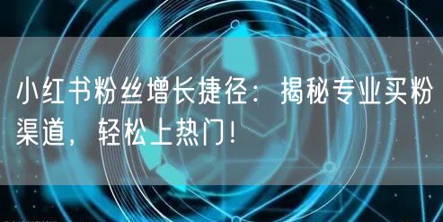 小红书粉丝增长捷径：揭秘专业买粉渠道，轻松上热门！