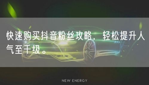 快速购买抖音粉丝攻略，轻松提升人气至千级。