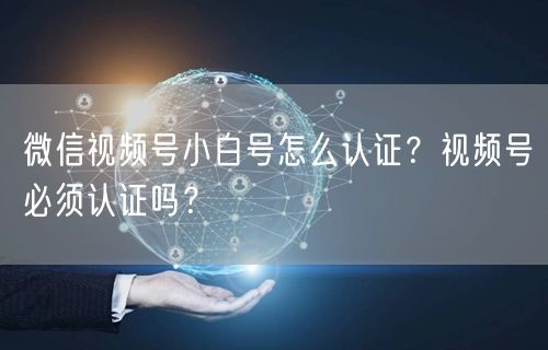 微信视频号小白号怎么认证？视频号必须认证吗？