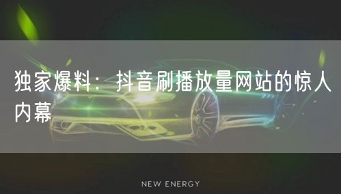 独家爆料：抖音刷播放量网站的惊人内幕