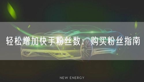 轻松增加快手粉丝数：购买粉丝指南