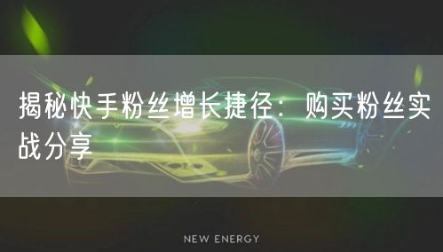 揭秘快手粉丝增长捷径：购买粉丝实战分享