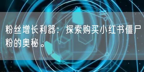 粉丝增长利器：探索购买小红书僵尸粉的奥秘。