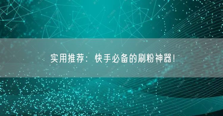 实用推荐：快手必备的刷粉神器！