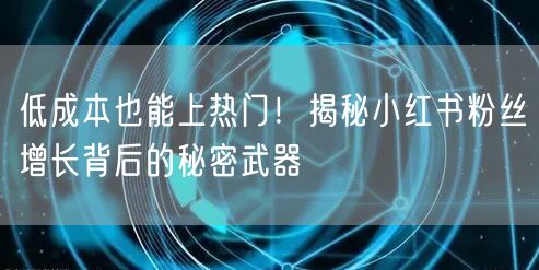 低成本也能上热门！揭秘小红书粉丝增长背后的秘密武器