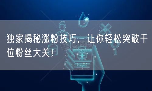 独家揭秘涨粉技巧,让你轻松突破千位粉丝大关!