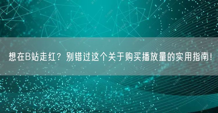 想在B站走红？别错过这个关于购买播放量的实用指南！