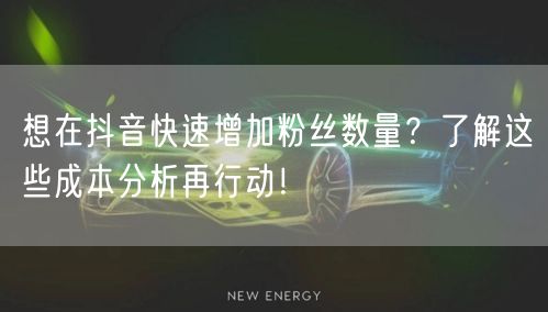想在抖音快速增加粉丝数量？了解这些成本分析再行动！