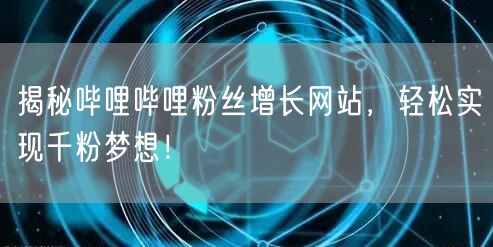 揭秘哔哩哔哩粉丝增长网站，轻松实现千粉梦想！