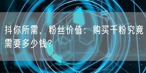 抖你所需，粉丝价值：购买千粉究竟需要多少钱？