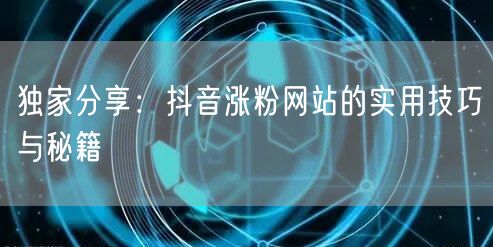 独家分享：抖音涨粉网站的实用技巧与秘籍