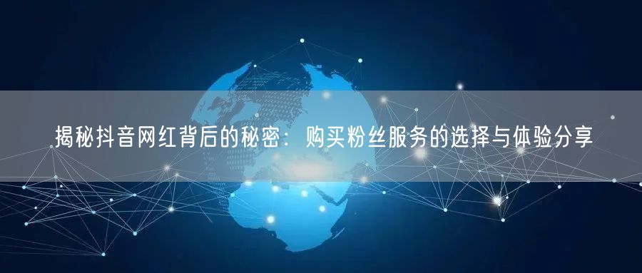 揭秘抖音网红背后的秘密：购买粉丝服务的选择与体验分享