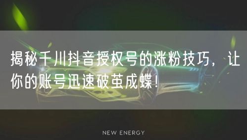 揭秘千川抖音授权号的涨粉技巧，让你的账号迅速破茧成蝶！