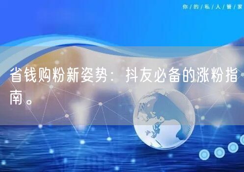 省钱购粉新姿势：抖友必备的涨粉指南。