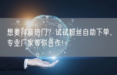 想要抖音热门？试试粉丝自助下单，专业厂家等你合作！