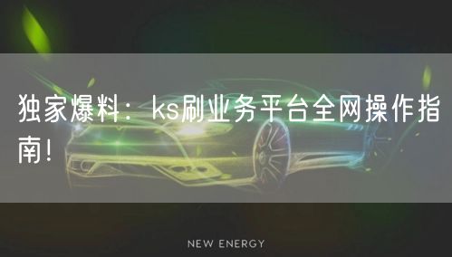 独家爆料：ks刷业务平台全网操作指南！
